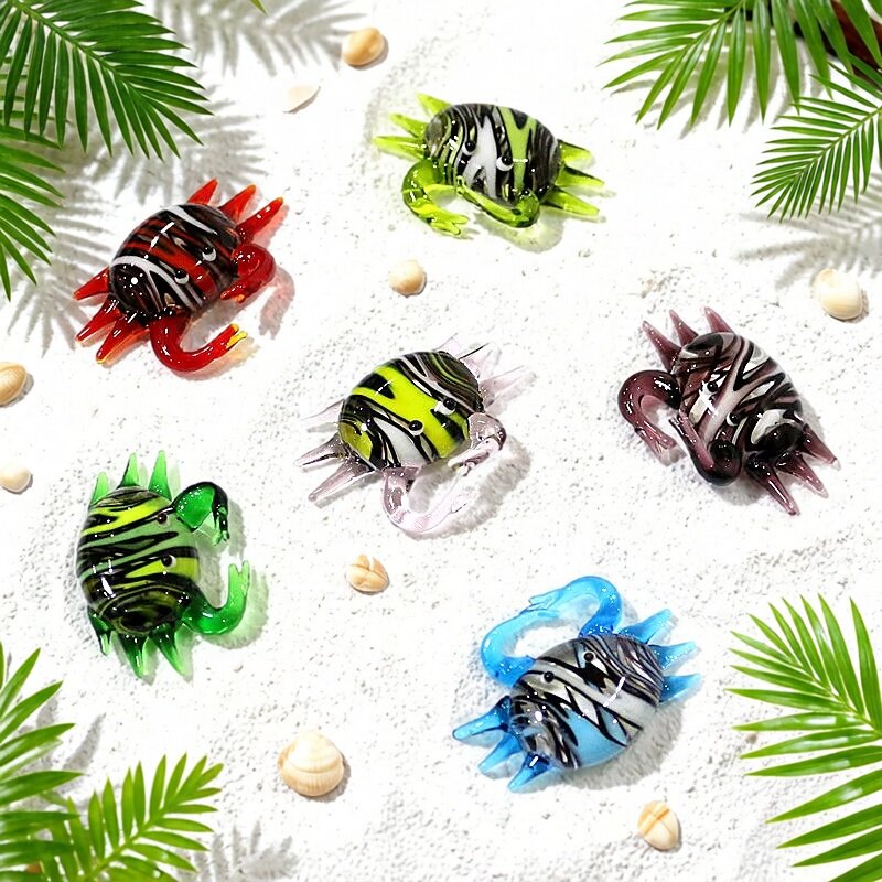 Marine Aquarium Home - Handmade Cute Mini Glass Crab Figurine